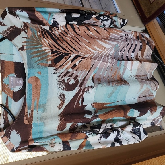 Chico's Knit Top Tribal Rushed SLV Top Pattern Multicolored Sz. 2P Top - Picture 2 of 11